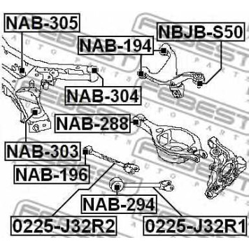 Втулка балки моста FEBEST NAB-305-1
