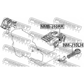 Подвеска автоматической коробки передач FEBEST NMB-J10RR-1