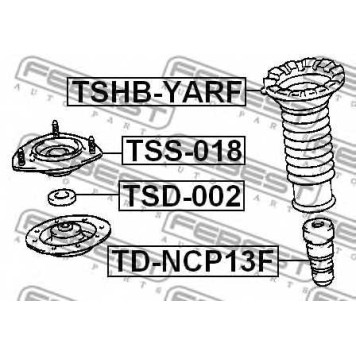 Амортизатор передний для TOYOTA bB, ECHO, IST, PLATZ, PORTE, RAUM, SIENTA, WILL CYPHA, YARIS <b>FEBEST TD-NCP13F</b>-1