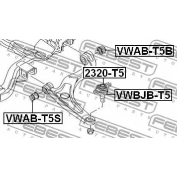 Подвеска рычага независимой подвески колеса FEBEST VWAB-T5S-1