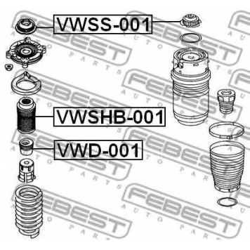 Амортизатор передний для AUDI Q7(4L) / VW TOUAREG(7L6,7L7,7LA) <b>FEBEST VWD-001</b>-1