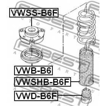 Амортизатор передний для AUDI A3, TT / SKODA OCTAVIA, SUPERB / VW BEETLE, CC, EOS, GOLF, JETTA, PASSAT, SCIROCCO <b>FEBEST VWD-B6F</b>-1