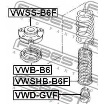 Амортизатор передний для SKODA OCTAVIA, SUPERB, YETI / VW CADDY, GOLF, JETTA, PASSAT, TOURAN <b>FEBEST VWD-GVF</b>-1