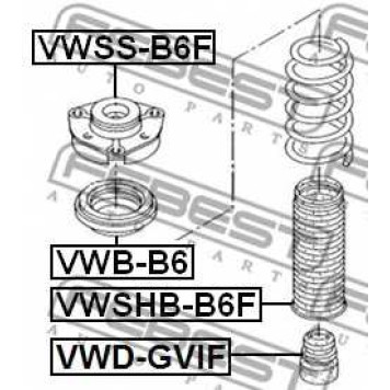 Амортизатор передний для SKODA OCTAVIA, YETI / VW CADDY, GOLF, JETTA, PASSAT <b>FEBEST VWD-GVIF</b>-1