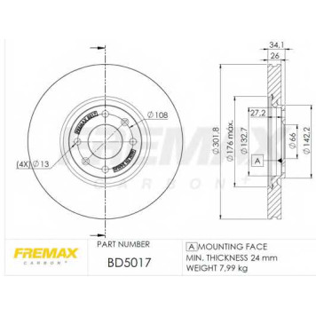 Тормозной диск FREMAX BD-5017