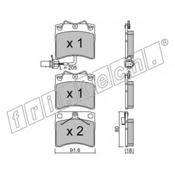 Колодки тормозные дисковые для VW TRANSPORTER(70XA, 70XB, 70XC, 70XD, 7DB, 7DK, 7DW) <b>fri.tech. 166.2 / 20652</b>
