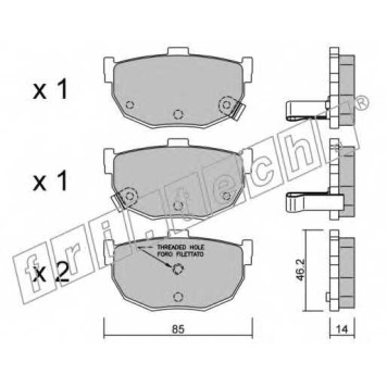 Колодки тормозные дисковые для NISSAN 200 SX(S14), 240 SX, 300 ZX(Z31), BLUEBIRD(910,T12,T72,U11), MAXIMA(J30) <b>fri.tech. 371.1 / 21553</b>