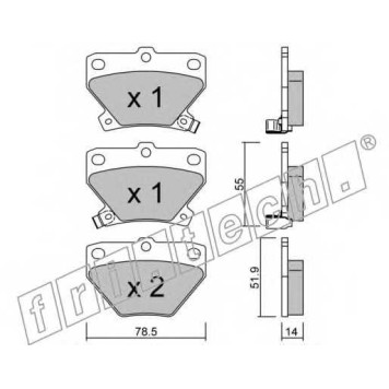Колодки тормозные дисковые для TOYOTA CELICA, COROLLA, PRIUS, YARIS <b>fri.tech. 439.0 / 23521</b>