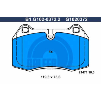 Колодки тормозные дисковые для BMW 7(E38) <b>GALFER B1.G102-0372.2 / G1020372</b>