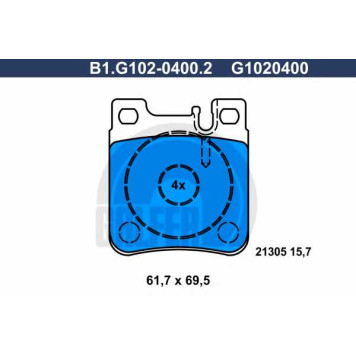 Колодки тормозные дисковые для CHRYSLER CROSSFIRE / MERCEDES , C, CLK, E, S, SL, SLK <b>GALFER B1.G102-0400.2 / G1020400</b>