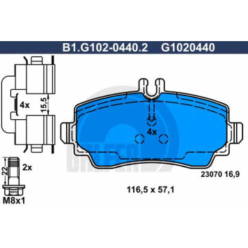 Колодки тормозные дисковые для MERCEDES A(W168) <b>GALFER B1.G102-0440.2 / G1020440</b>