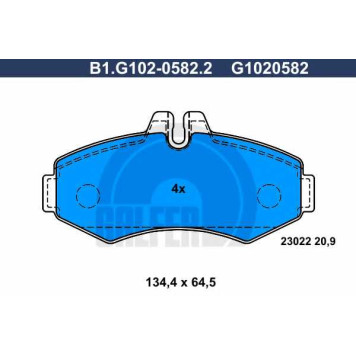 Колодки тормозные дисковые для MERCEDES V(638/2), VITO(638) <b>GALFER B1.G102-0582.2 / G1020582</b>