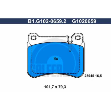 Колодки тормозные дисковые для MERCEDES C(CL203,S203,W203), CLC(CL203), CLK(A209,C209), SLK(R171) <b>GALFER B1.G102-0659.2 / G1020659</b>