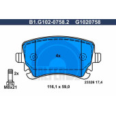 Колодки тормозные дисковые для AUDI A4(8E2, 8E5, 8EC, 8ED, 8H7, 8HE, B6, B7), A6(4F2, 4F5, 4FH, C6) <b>GALFER B1.G102-0758.2 / G1020758</b>