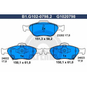 Колодки тормозные дисковые для DAIHATSU CHARADE / TOYOTA YARIS(KSP13#, KSP9#, NCP13#, NCP15#, NCP9#, NHP13#, NLP13#, NSP13#, NSP9#, SCP9#, ZSP9#) <b>GALFER B1.G102-0798.2 / G1020798</b>