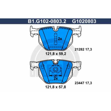 Колодки тормозные дисковые для BMW X5(E70,F15,F85), X6(E71,E72,F16,F86) <b>GALFER B1.G102-0803.2 / G1020803</b>