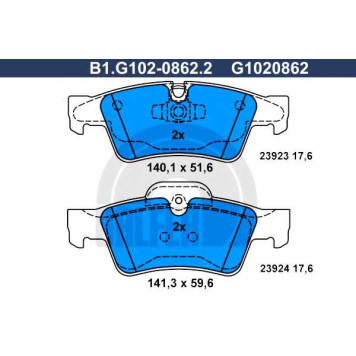 Колодки тормозные дисковые для MERCEDES G(W463), GL(X164), M(W164), R(V251,W251) <b>GALFER B1.G102-0862.2 / G1020862</b>