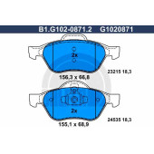 Колодки тормозные дисковые для RENAULT CLIO(BR0/1, CR0/1), MEGANE(BM0/1#, CM0/1#, EM0/1#, KM0/1#, LM0/1#), SCENIC(JM0/1#) <b>GALFER B1.G102-0871.2 / G1020871</b>