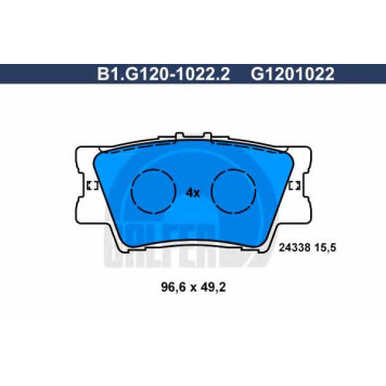 Колодки тормозные дисковые для LEXUS ES, HS / TOYOTA CAMRY, RAV 4 <b>GALFER B1.G120-1022.2 / G1201022</b>
