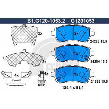 Колодки тормозные дисковые для DAIHATSU MATERIA(M4#), SIRION(M3#) / FORD FIESTA / MAZDA 2(DE) / SUBARU JUSTY <b>GALFER B1.G120-1053.2 / G1201053</b>