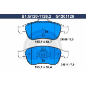Колодки тормозные дисковые для RENAULT CAPTUR, DUSTER, FLUENCE(L30#), GRAND(JZ0/1#), MEGANE(BZ0#, DZ0/1#, EZ0/1#, KZ0/1), SCENIC(JZ0/1#) <b>GALFER B1.G120-1126.2 / G1201126</b>