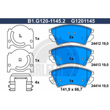 Колодки тормозные дисковые для CHEVROLET MALIBU(V300) / OPEL ASTRA GTC J, ASTRA, CASCADA(W13), INSIGNIA, ZAFIRA(P12) / SAAB 9-5(YS3G) <b>GALFER B1.G120-1145.2 / G1201145</b>