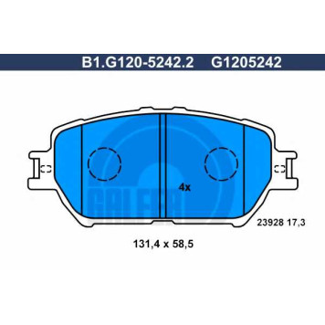 Колодки тормозные дисковые для TOYOTA CAMRY(#XV3#,ACV3#,MCV3#) <b>GALFER B1.G120-5242.2 / G1205242</b>