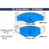 Колодки тормозные дисковые для VW CADDY, GOLF, JETTA, PASSAT, SANTANA, SCIROCCO, VENTO <b>GALFER B1.G102-0009.2 / G1020009</b>