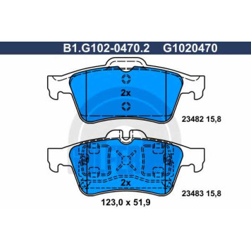 Колодки тормозные дисковые для FORD TOURNEO CONNECT, TRANSIT CONNECT / NISSAN PRIMERA / RENAULT ESPACE, LAGUNA, MEGANE, VEL SATIS <b>GALFER B1.G102-0470.2 / G1020470</b>