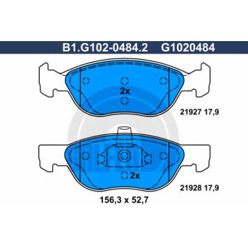 Колодки тормозные дисковые для FIAT PUNTO(188,188AX) <b>GALFER B1.G102-0484.2 / G1020484</b>