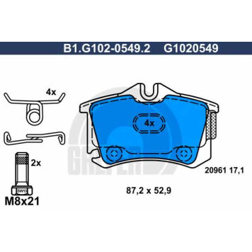 Колодки тормозные дисковые для AUDI A2 / CITROEN C8 / FIAT ULYSSE / FORD GALAXY / LANCIA PHEDRA / PEUGEOT 807 / VW LUPO, POLO, SHARAN <b>GALFER B1.G102-0549.2 / G1020549</b>