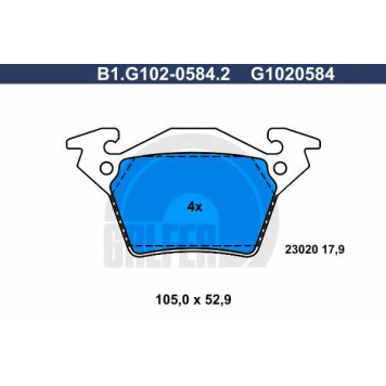 Колодки тормозные дисковые для MERCEDES V(638/2), VITO(638) <b>GALFER B1.G102-0584.2 / G1020584</b>