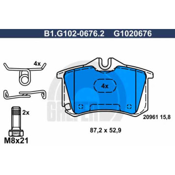 Колодки тормозные дисковые для AUDI A4, A6, ALLROAD, TT / SKODA OCTAVIA / VW BORA, GOLF, NEW BEETLE, POLO <b>GALFER B1.G102-0676.2 / G1020676</b>