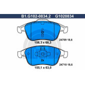 Колодки тормозные дисковые для RENAULT CLIO, GRAND, LAGUNA, LATITUDE, MEGANE, SCENIC <b>GALFER B1.G102-0834.2 / G1020834</b>