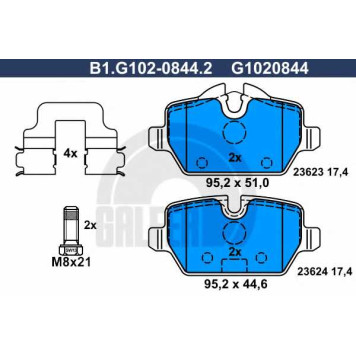 Колодки тормозные дисковые для BMW 1(E81,E87), 3(E90,E92) <b>GALFER B1.G102-0844.2 / G1020844</b>