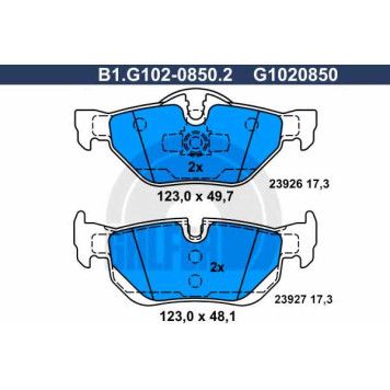 Колодки тормозные дисковые для BMW 1(E81,E82,E87,E88), 3(E90,E91,E92,E93), X1(E84) <b>GALFER B1.G102-0850.2 / G1020850</b>