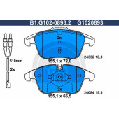 Колодки тормозные дисковые для CITROEN C5(RD#,TD#) / PEUGEOT 407(6C#,6D#,6E#) <b>GALFER B1.G102-0893.2 / G1020893</b>