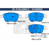 Колодки тормозные дисковые для AUDI Q3(8U) / VW SHARAN(7N1,7N2), TIGUAN(5N#) <b>GALFER B1.G102-0992.2 / G1020992</b>
