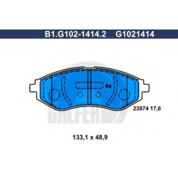 Колодки тормозные дисковые для CHEVROLET AVEO(T200,T250,T255), KALOS / DAEWOO KALOS(KLAS) <b>GALFER B1.G102-1414.2 / G1021414</b>