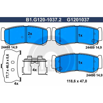 Колодки тормозные дисковые для HYUNDAI SANTA FE(CM,SM) <b>GALFER B1.G120-1037.2 / G1201037</b>
