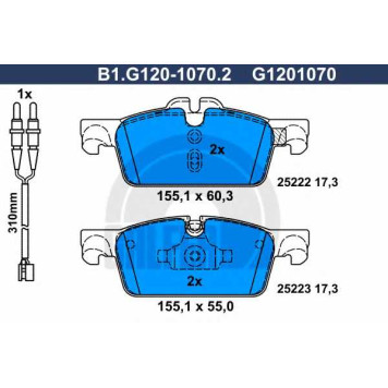 Колодки тормозные дисковые для PEUGEOT 508 <b>GALFER B1.G120-1070.2 / G1201070</b>