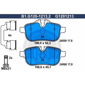 Колодки тормозные дисковые для BMW Z4(E89) <b>GALFER B1.G120-1213.2 / G1201213</b>