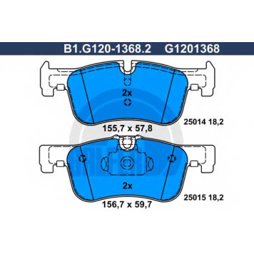 Колодки тормозные дисковые для BMW 1(F20,F21), 2(F22,F23,F87) <b>GALFER B1.G120-1368.2 / G1201368</b>