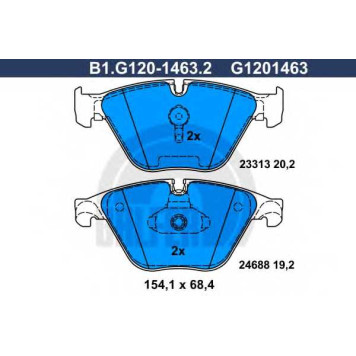 Колодки тормозные дисковые для BMW 5(F10,F11,F18) <b>GALFER B1.G120-1463.2 / G1201463</b>