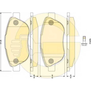 Колодки тормозные дисковые для FIAT 500(312), DOBLO(119,223), LINEA(323) <b>GIRLING 6117504 / 23708</b>