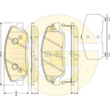 Колодки тормозные дисковые для HYUNDAI SANTA FE(CM,DM,SM) / KIA SORENTO(XM) / SSANGYONG ACTYON SPORTS(QJ), ACTYON, KORANDO <b>GIRLING 6134189 / 24351</b>