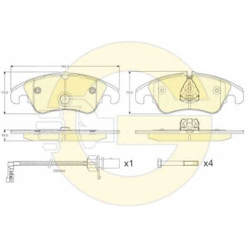 Колодки тормозные дисковые для AUDI A4(8K2,8K5,8KH,B8), A5(8F7,8T3,8TA), Q5(8R) <b>GIRLING 6117681 / 24743</b>