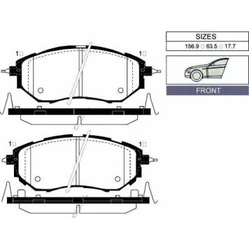 Колодки тормозные дисковые передний для SUBARU IMPREZA(GP, GR), LEGACY(B13#, BC, BD, BE, BG, BH, BJF, BL, BP), OUTBACK(BL, BM, BP, BR), TRIBECA(B9) <b>GOODWILL 1016 F</b>