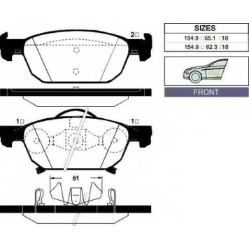 Колодки тормозные дисковые передний для HONDA ACCORD(CD,CE,CF,CU), CIVIC(FK) <b>GOODWILL 1017 F</b>