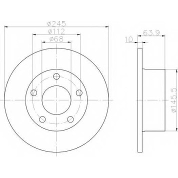 Тормозной диск HELLA 53924PRO / 8DD 355 102-801